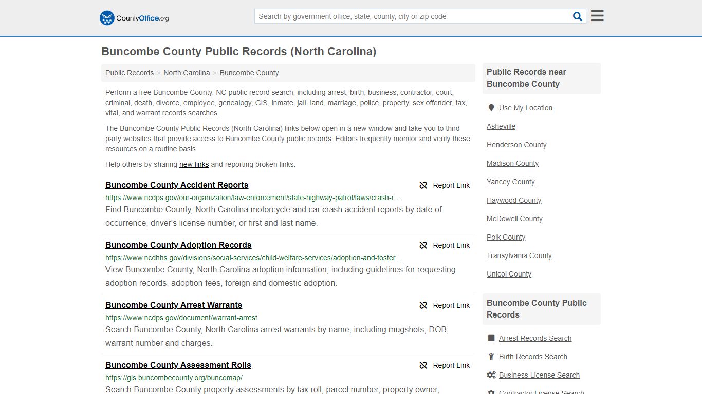 Buncombe County Public Records (North Carolina) - County Office